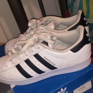 White And Black Adidas Superstar Shoes size 4.5 J